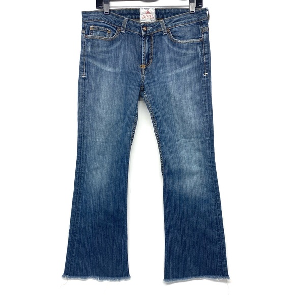 People’s Liberation flap star pocket  jeans  flare sz 32 - Picture 2 of 12